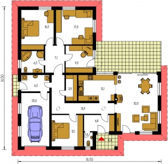 Mirror image | Floor plan of ground floor - BUNGALOW 106